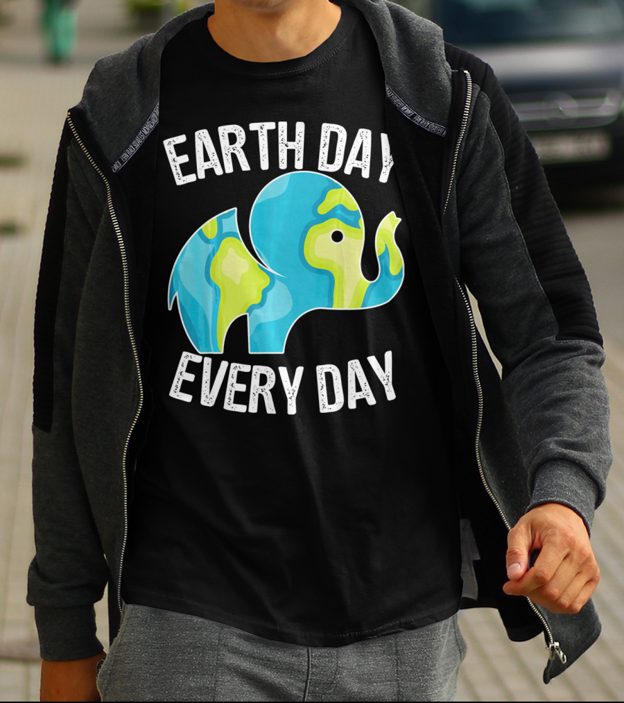 Earth Day Every Day Elephant Vintage Earth T-Shirt