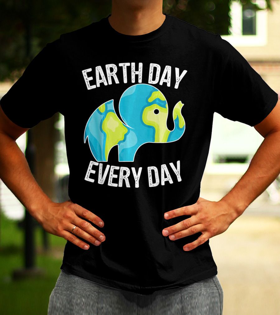 Earth Day Every Day Elephant Vintage Earth T-Shirt