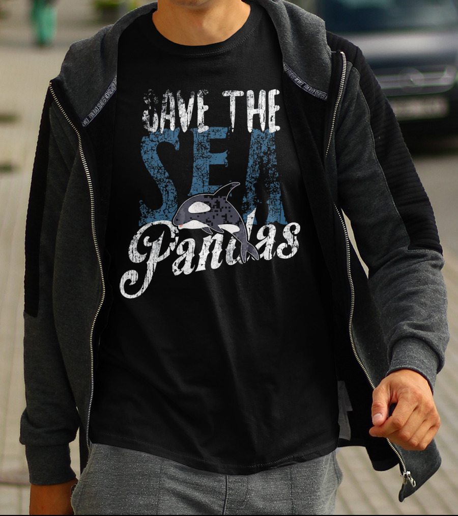 Save The Sea Pandas Orca Conservation Message T-Shirt