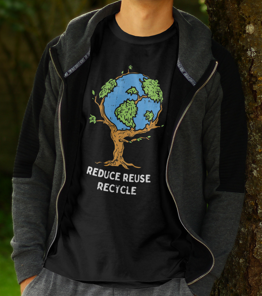 Reduce Reuse Recycle Earth Day Tree Planet T-Shirt