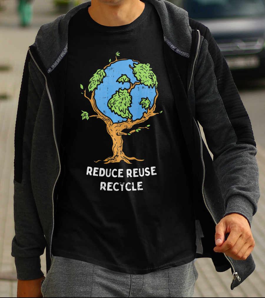 Reduce Reuse Recycle Earth Day Tree Planet T-Shirt