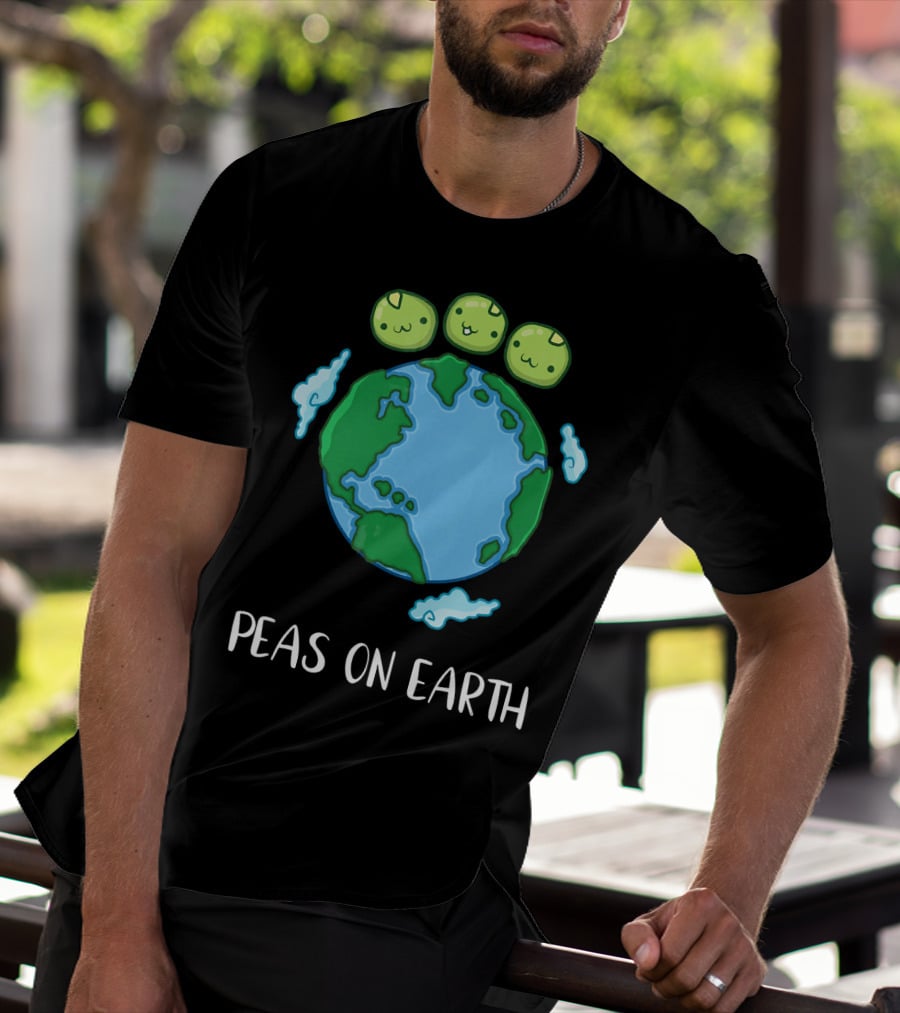 Peas On Earth Funny Peace Globe Cartoon T-Shirt