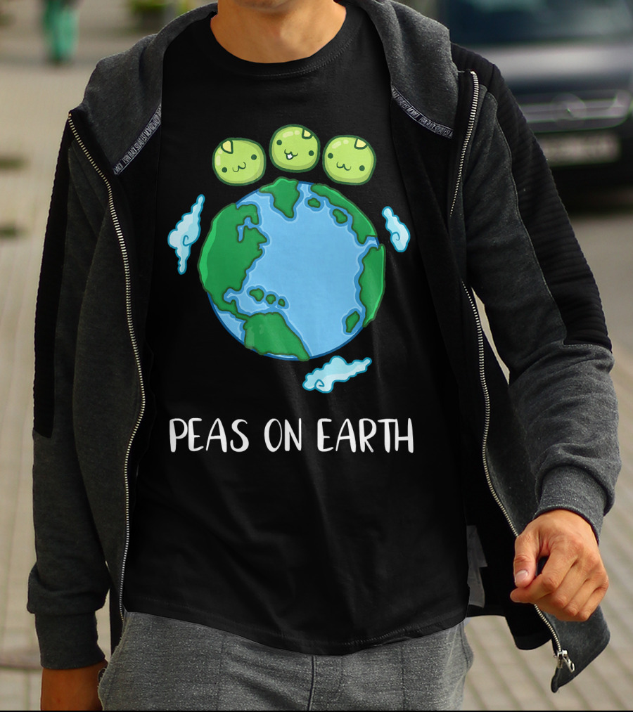 Peas On Earth Funny Peace Globe Cartoon T-Shirt