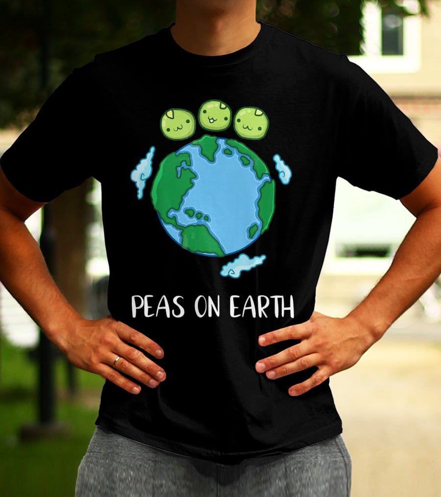 Peas On Earth Funny Peace Globe Cartoon T-Shirt