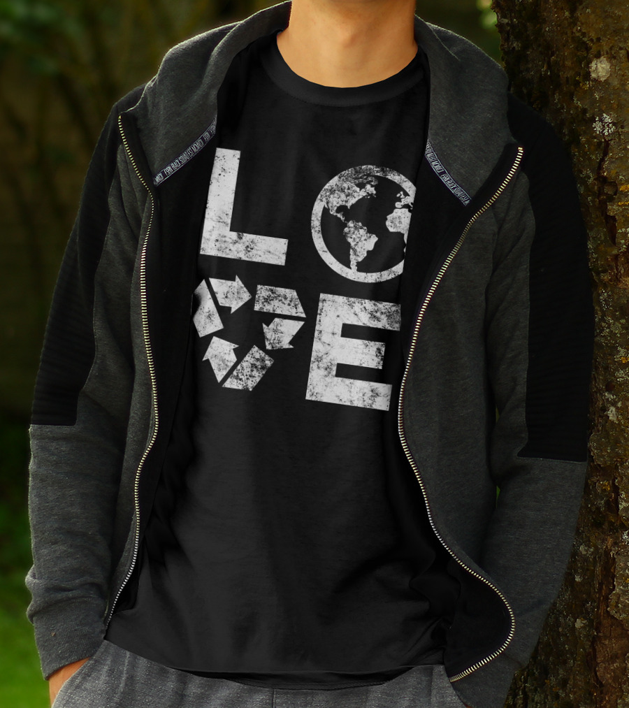 Love Earth Day Globe Recycle Typography T-Shirt
