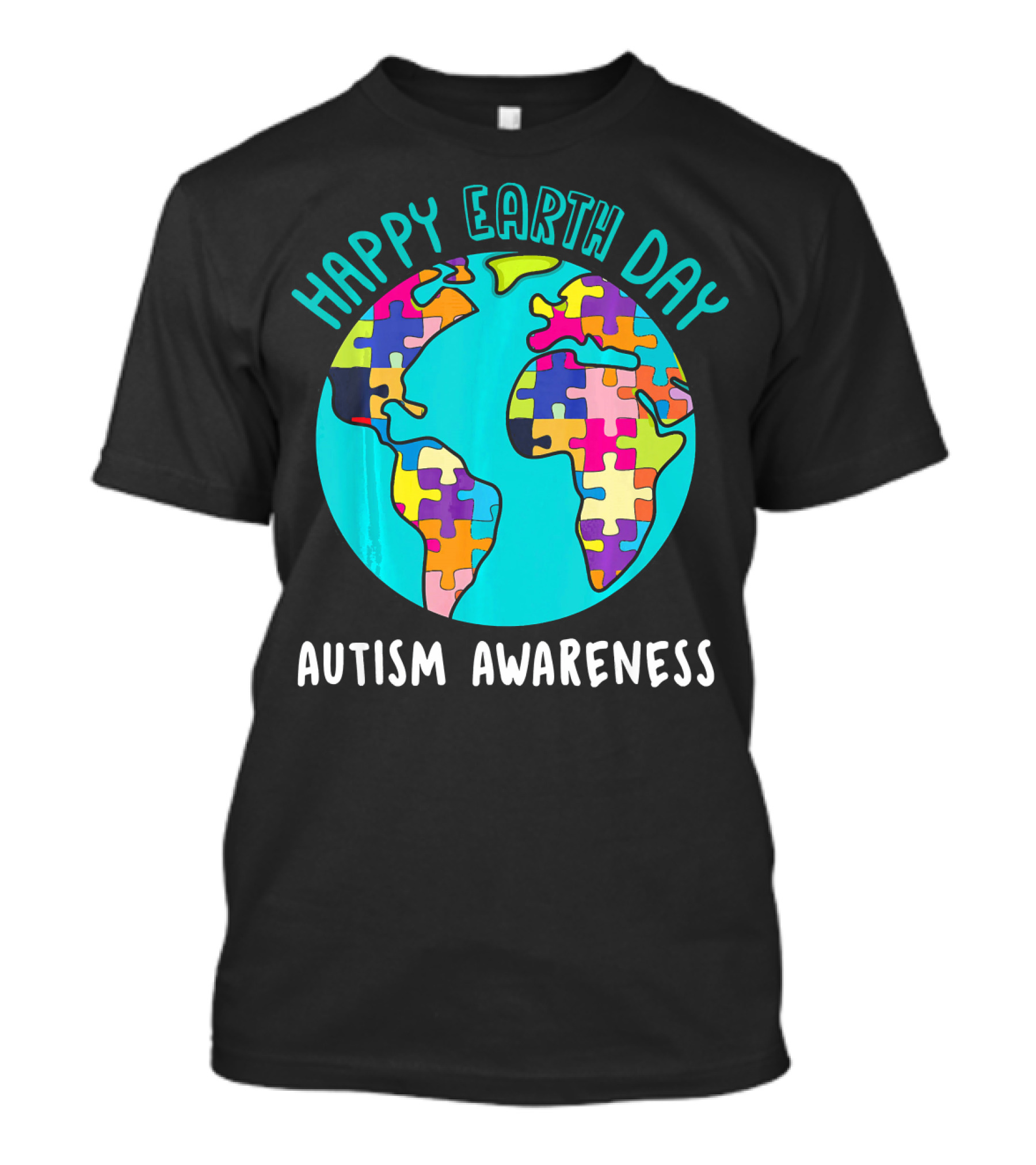 Happy Earth Day Autism Awareness Puzzle Globe T-Shirt