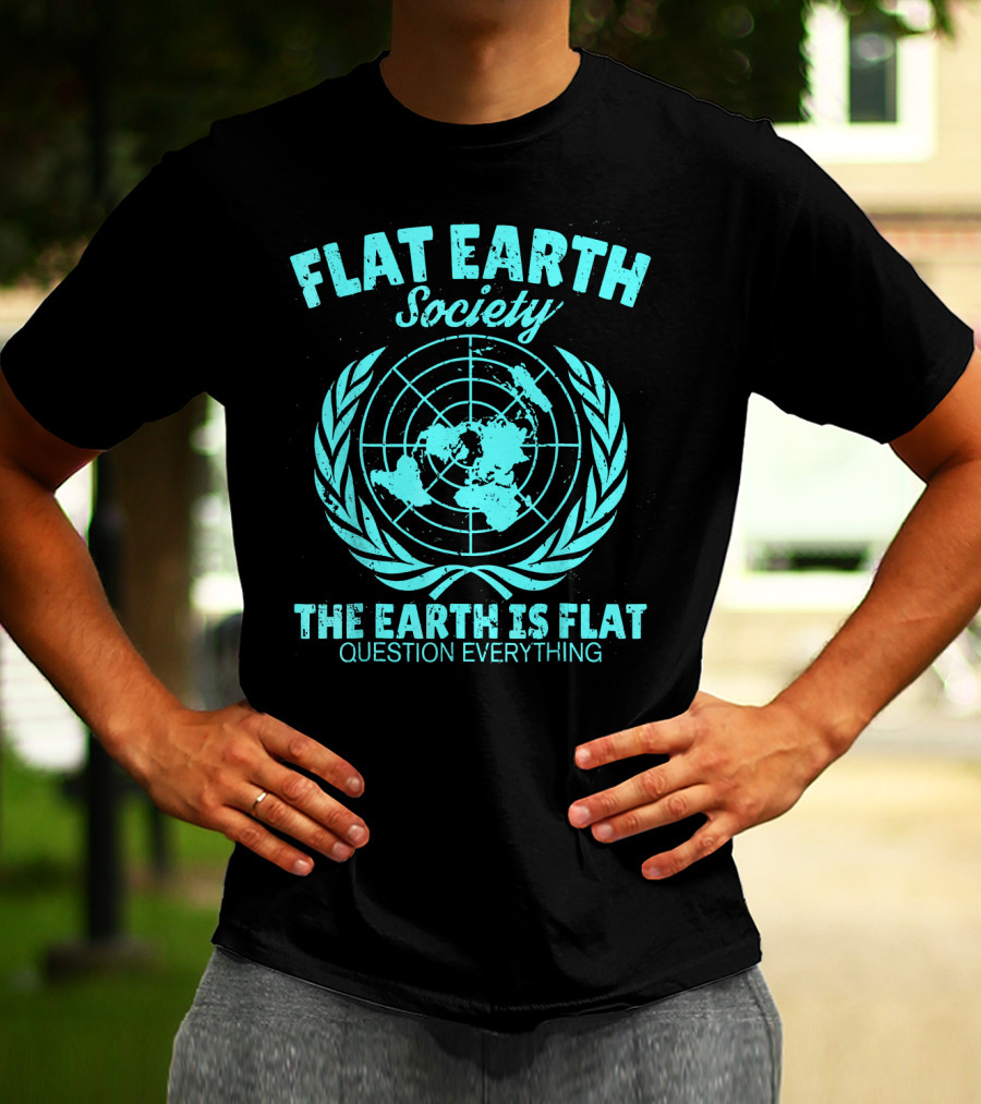 Flat Earth Society Baby Blue Retro Vintage Earth Is Flat Question Everything T-Shirt