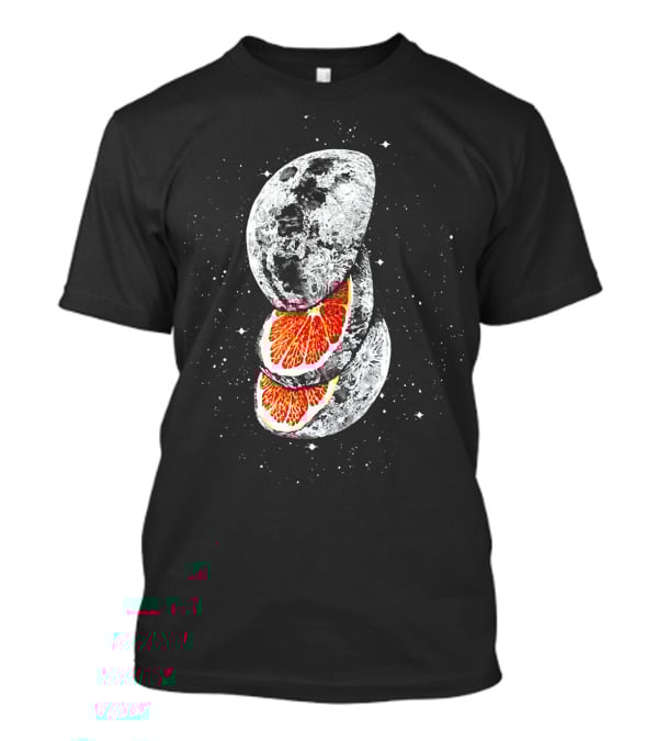 Lunar Fruit Orange Slices With Celestial Moon Earth T-Shirt