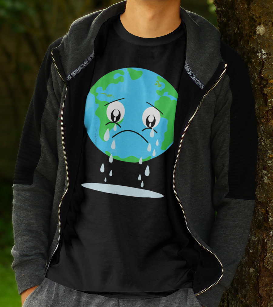 Sad Earth Crying Environmental Green Planet T-Shirt