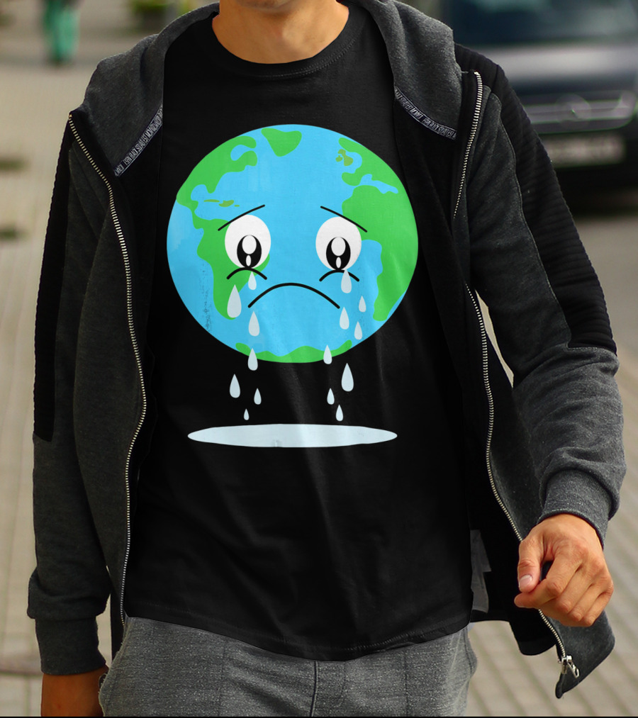 Sad Earth Crying Environmental Green Planet T-Shirt