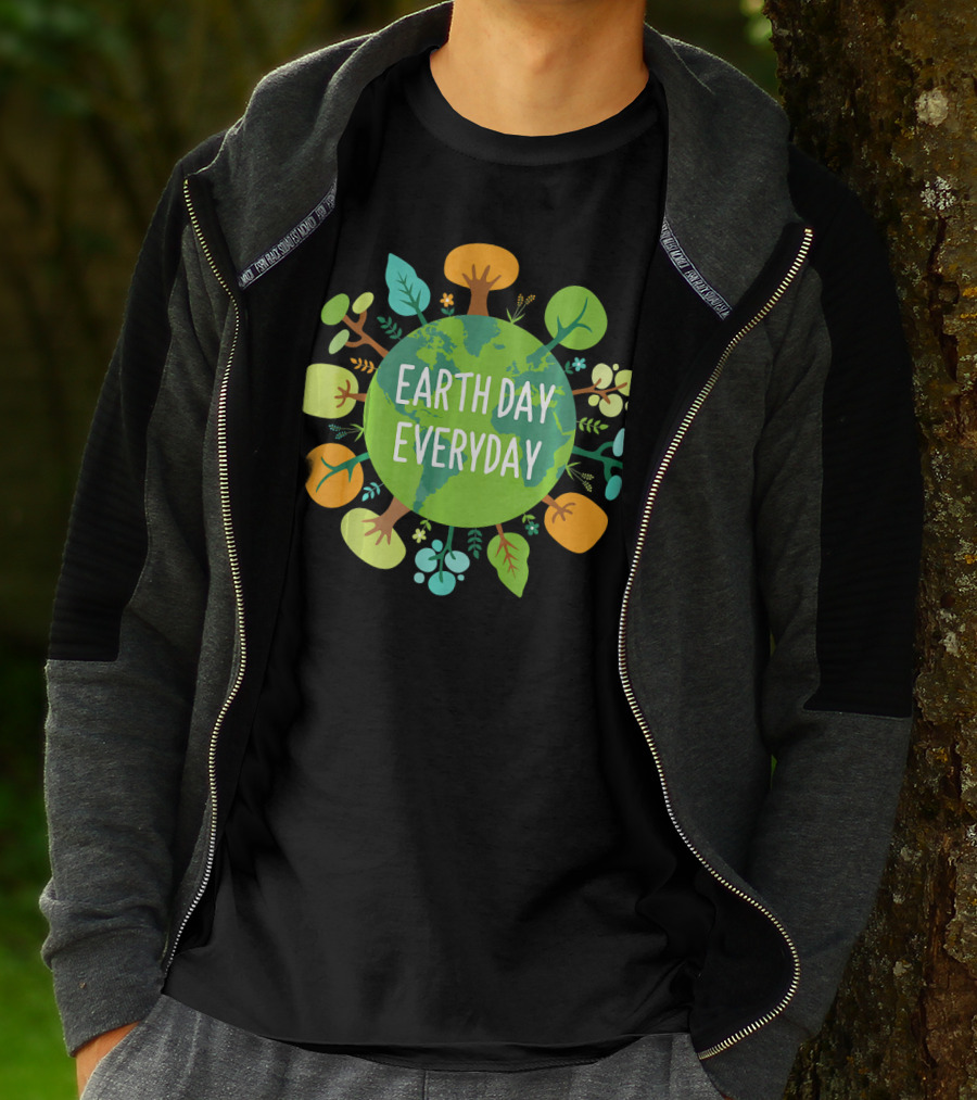Earth Day Everyday Globe With Colorful Trees T-Shirt