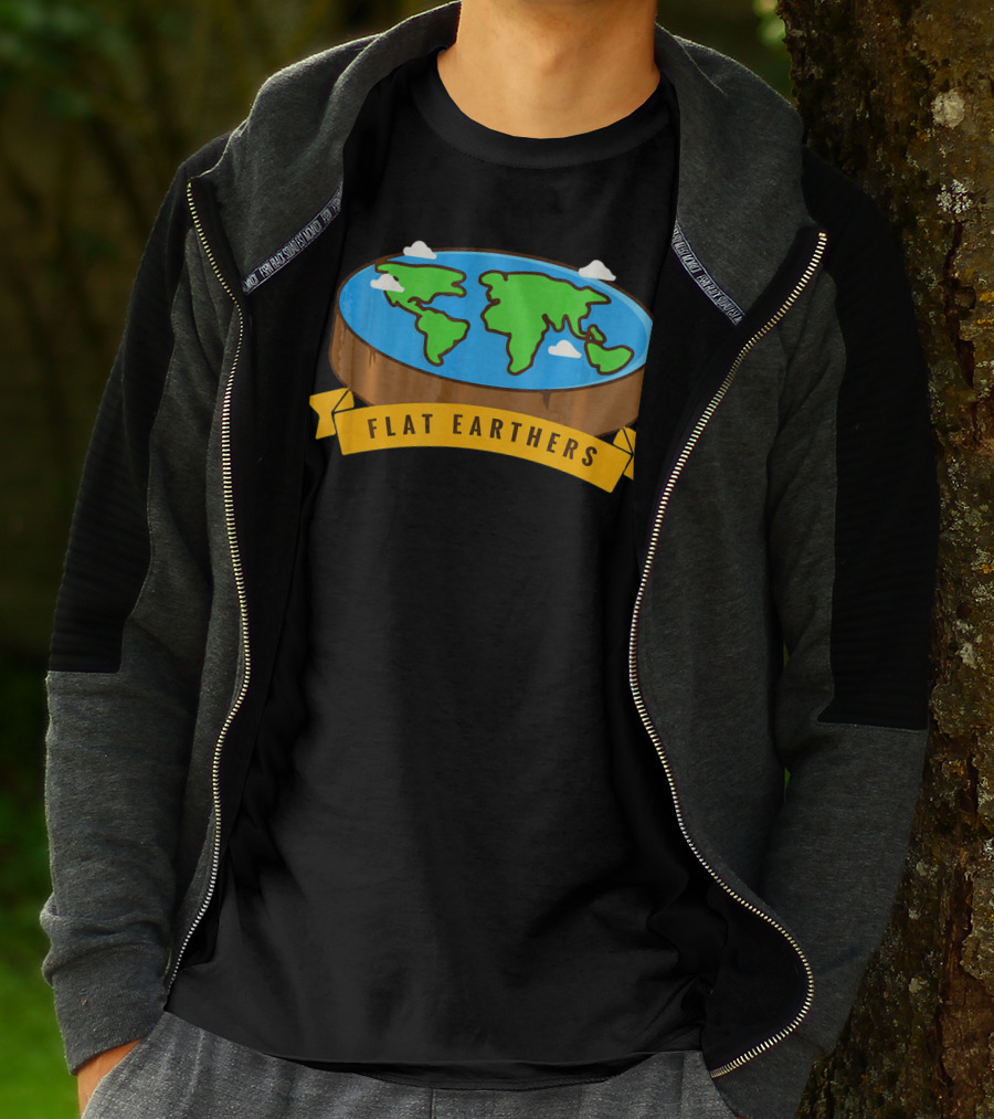 Flat Earthers Flat Earth Society Earth Disc Banner T-Shirt