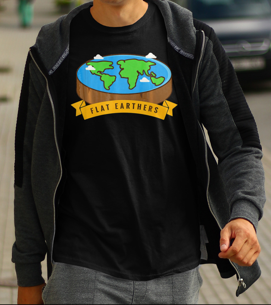 Flat Earthers Flat Earth Society Earth Disc Banner T-Shirt