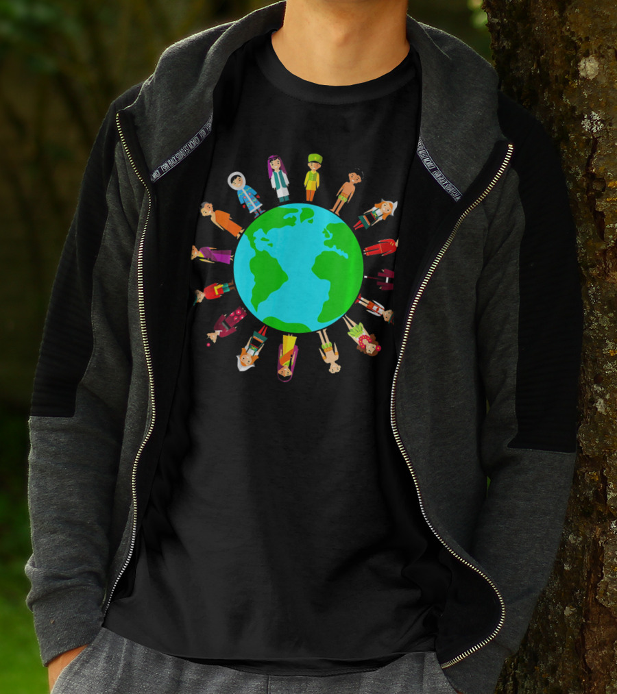 Happy Earth Day Global Unity With Diverse People Around The World T-Shirt