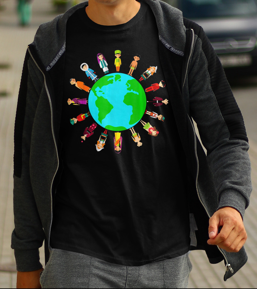 Happy Earth Day Global Unity With Diverse People Around The World T-Shirt