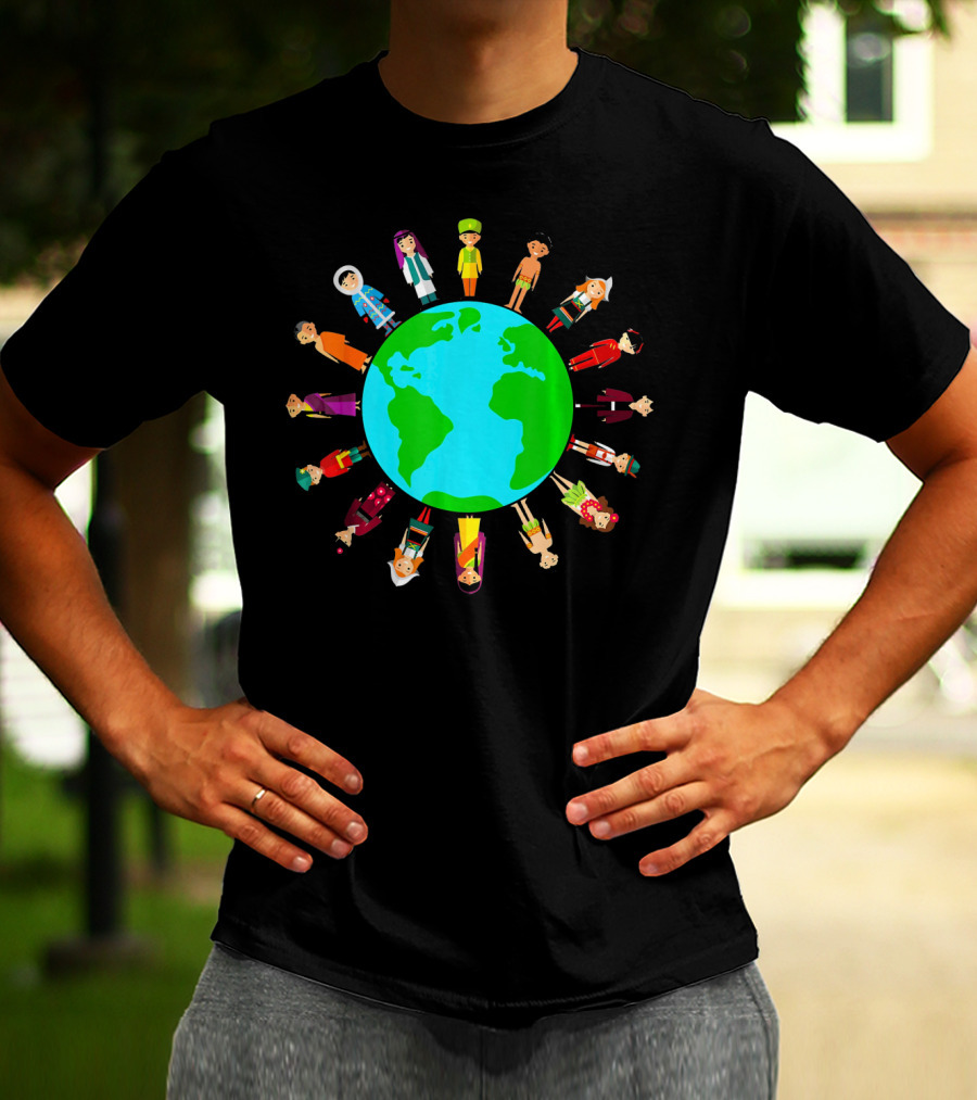 Happy Earth Day Global Unity With Diverse People Around The World T-Shirt