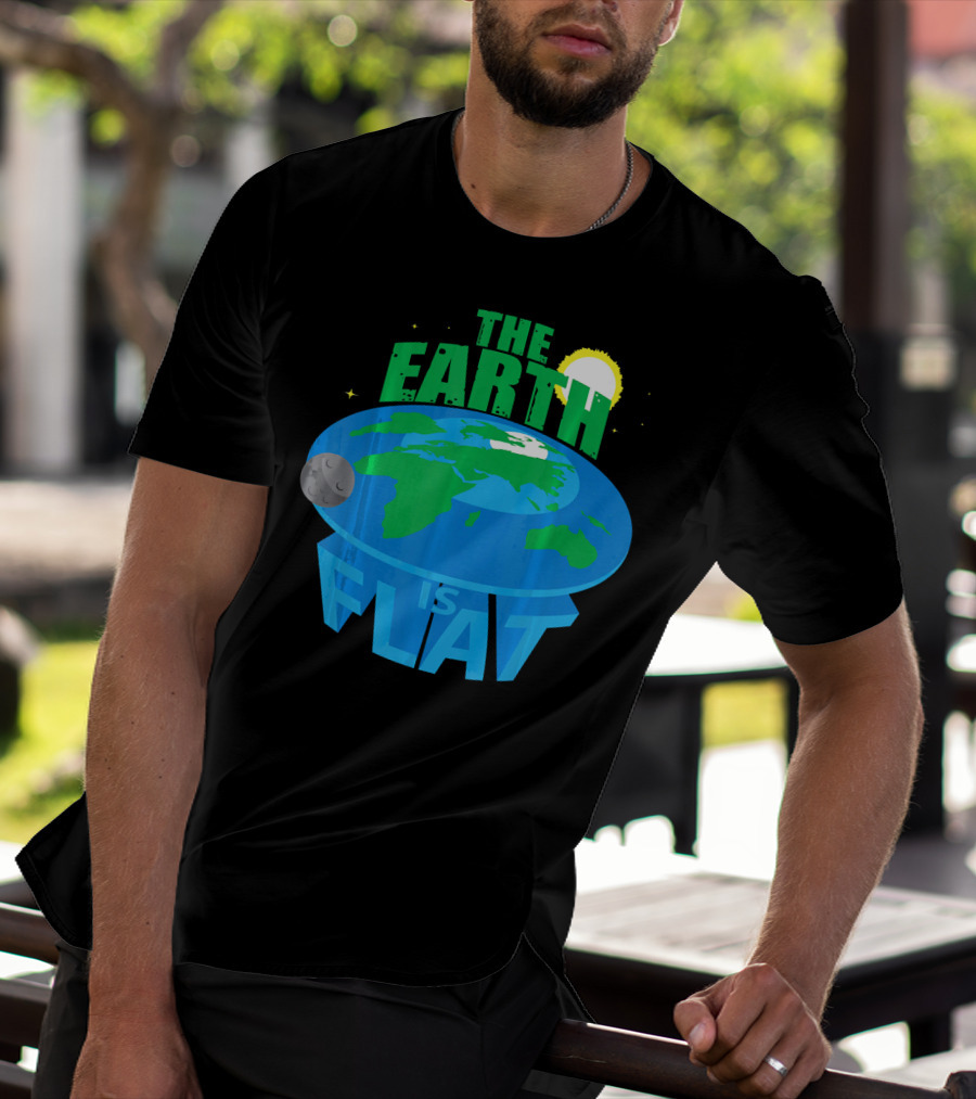 The Earth Is Flat Moon Sun Stars T-Shirt