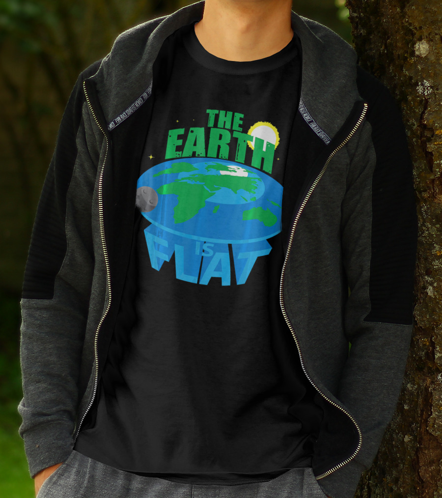The Earth Is Flat Moon Sun Stars T-Shirt