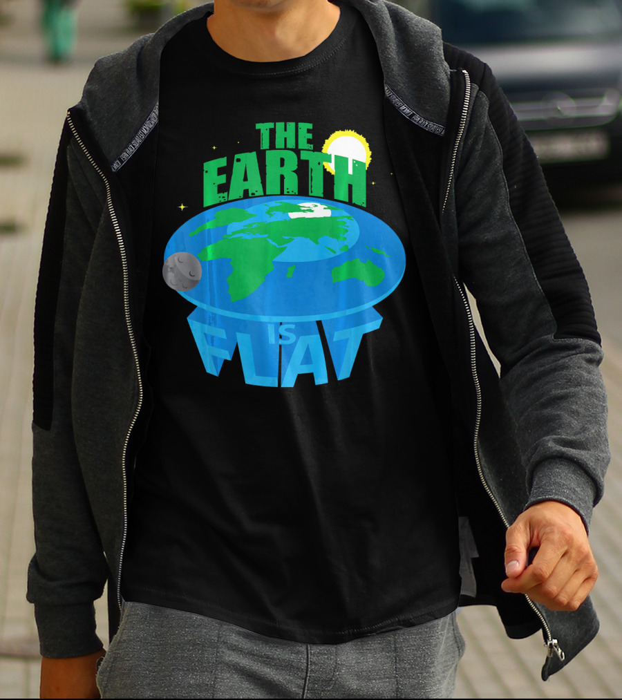 The Earth Is Flat Moon Sun Stars T-Shirt