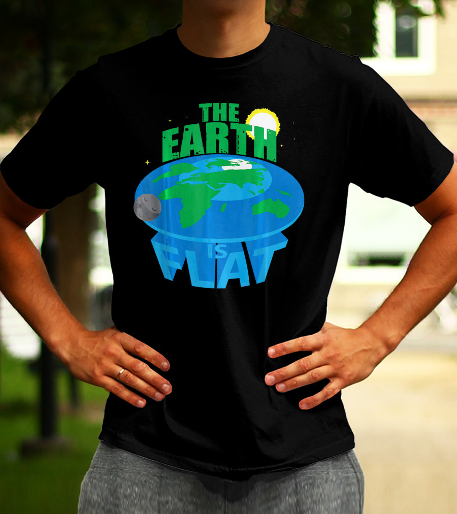 The Earth Is Flat Moon Sun Stars T-Shirt