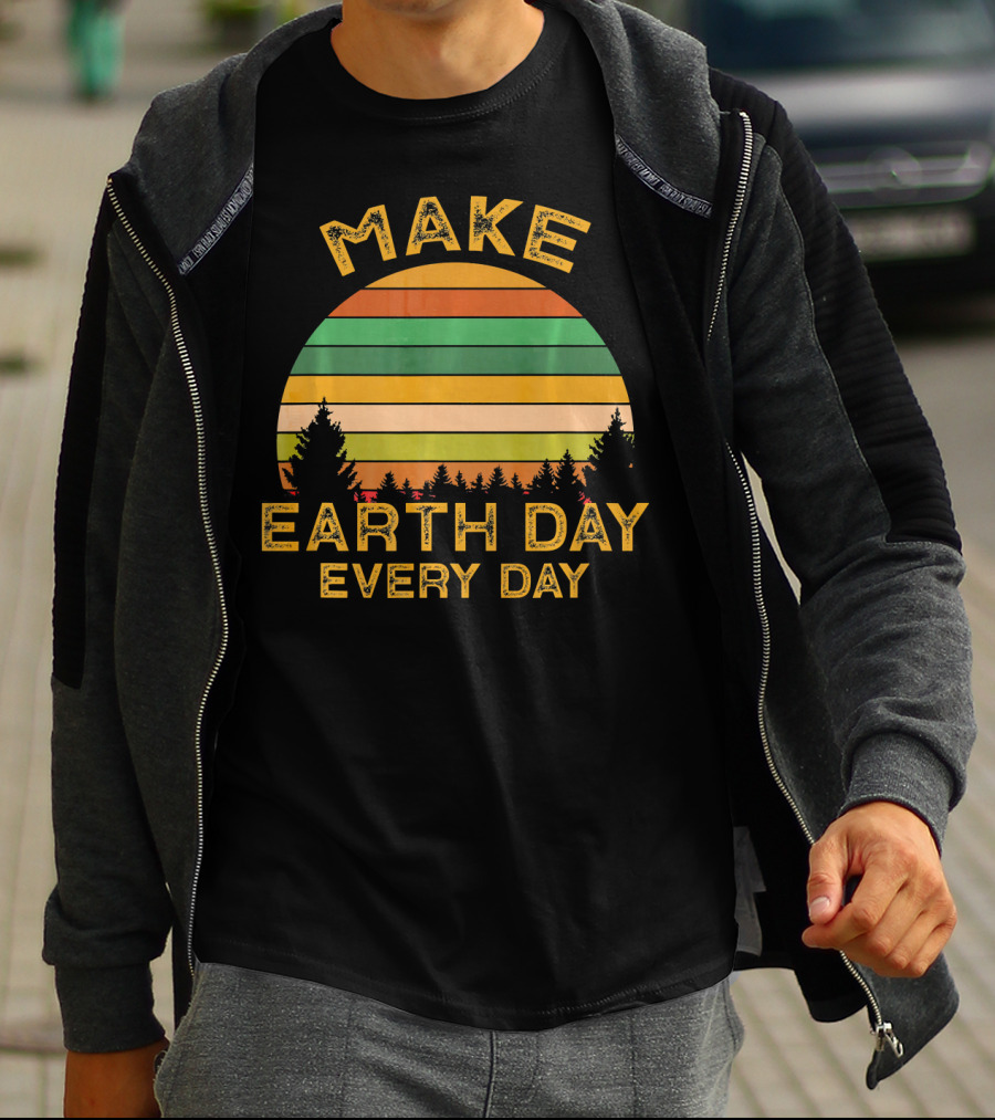 Make Earth Day Every Day Sunset Forest T-Shirt