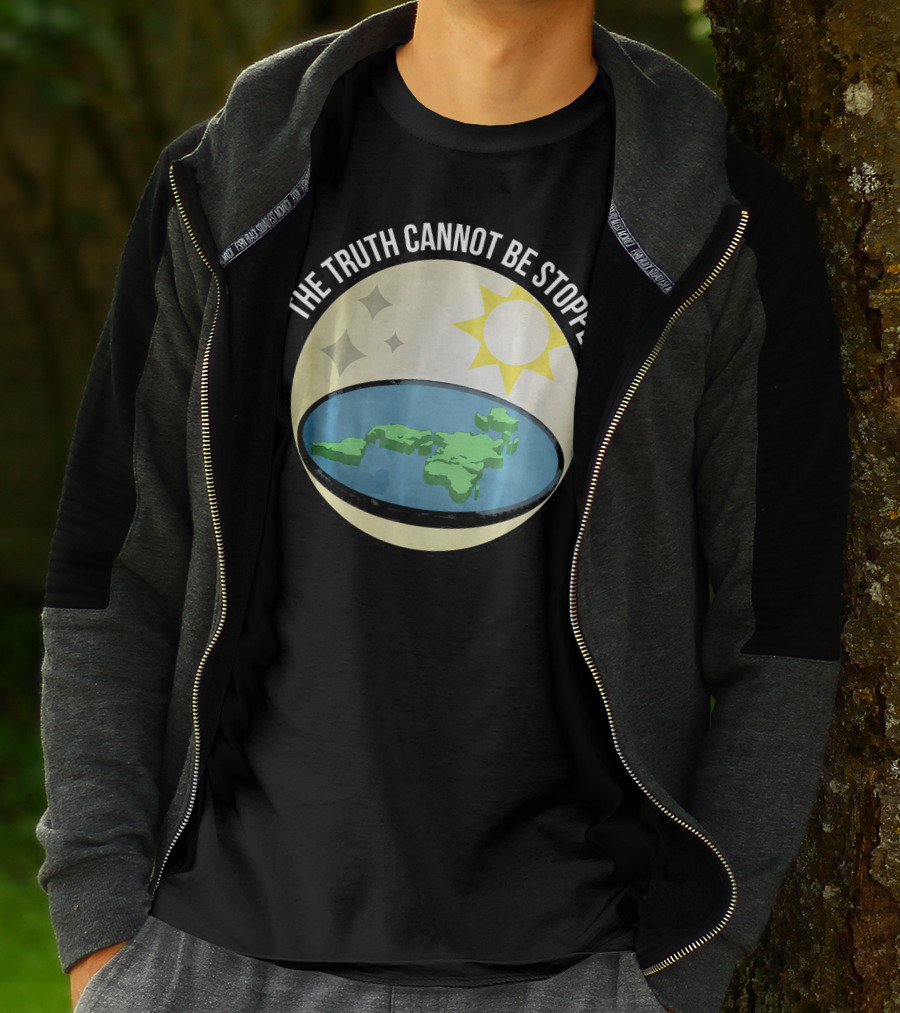 The Truth Cannot Be Stopped Flat Earth Sun And Stars T-Shirt