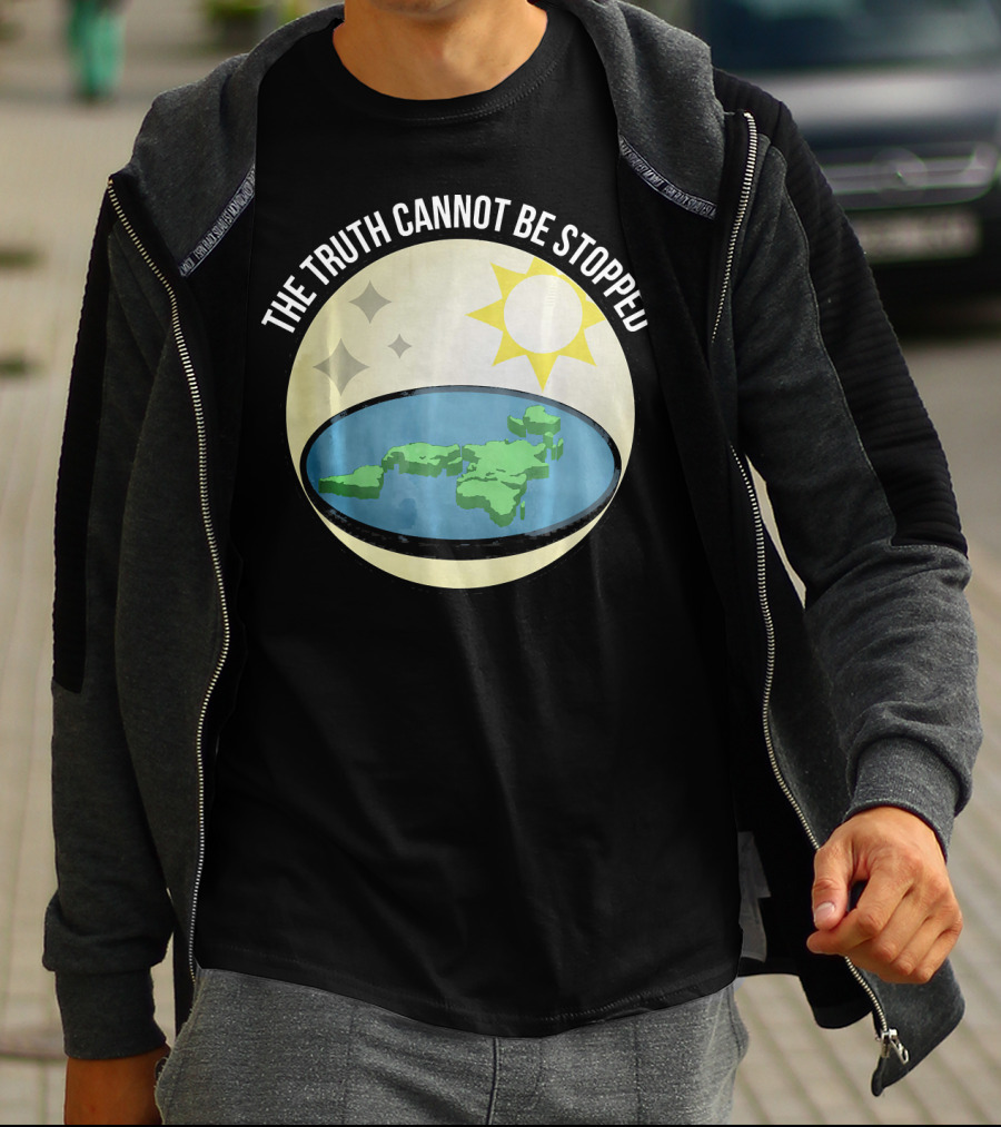 The Truth Cannot Be Stopped Flat Earth Sun And Stars T-Shirt