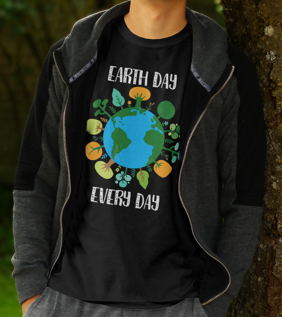 Earth Day Every Day Earth With Plants T-Shirt