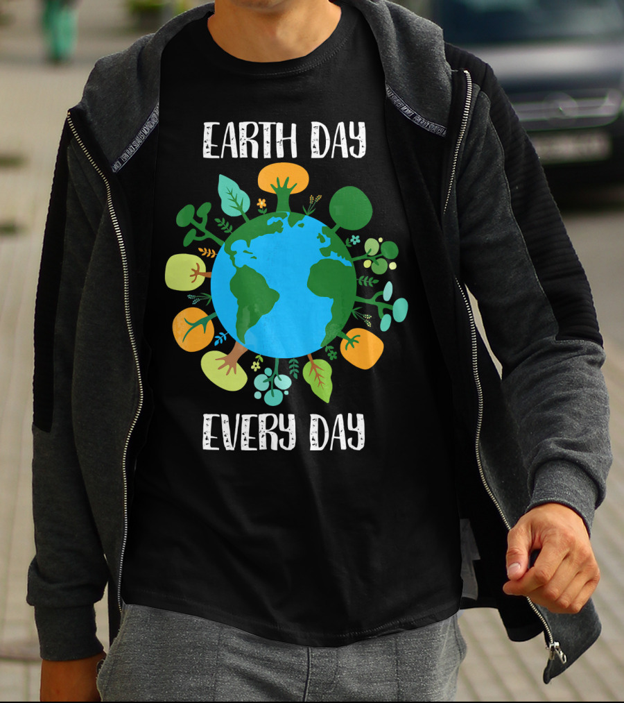Earth Day Every Day Earth With Plants T-Shirt