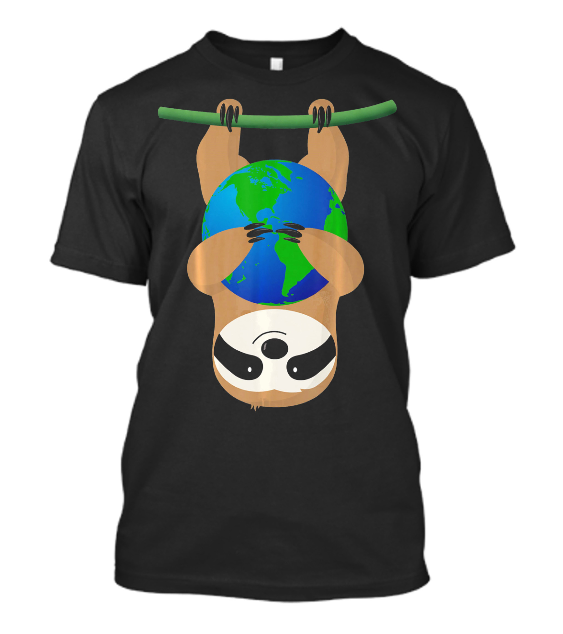 Earth Day Love The Earth Hanging Sloth Hugging Globe T-Shirt