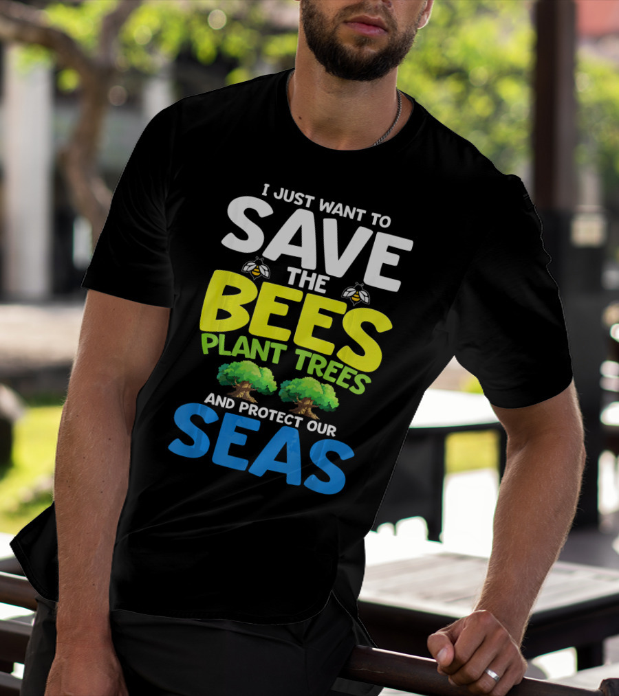 Save The Bees Plant Trees Protect Our Seas Earth Day Kids T-Shirt