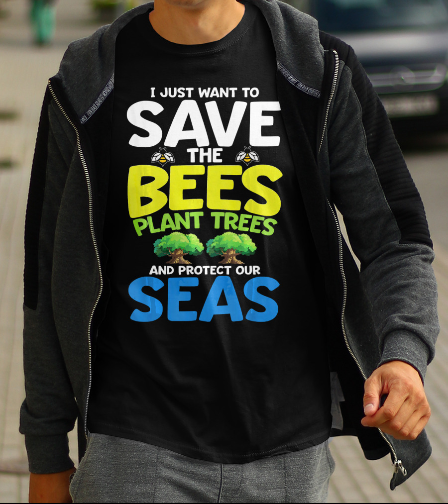 Save The Bees Plant Trees Protect Our Seas Earth Day Kids T-Shirt