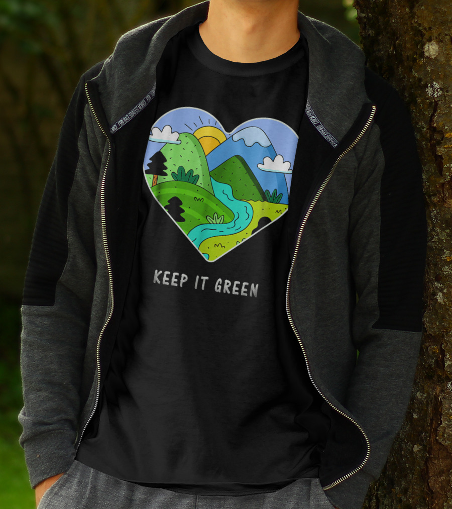 Keep It Green Heart Landscape Nature Scene T-Shirt
