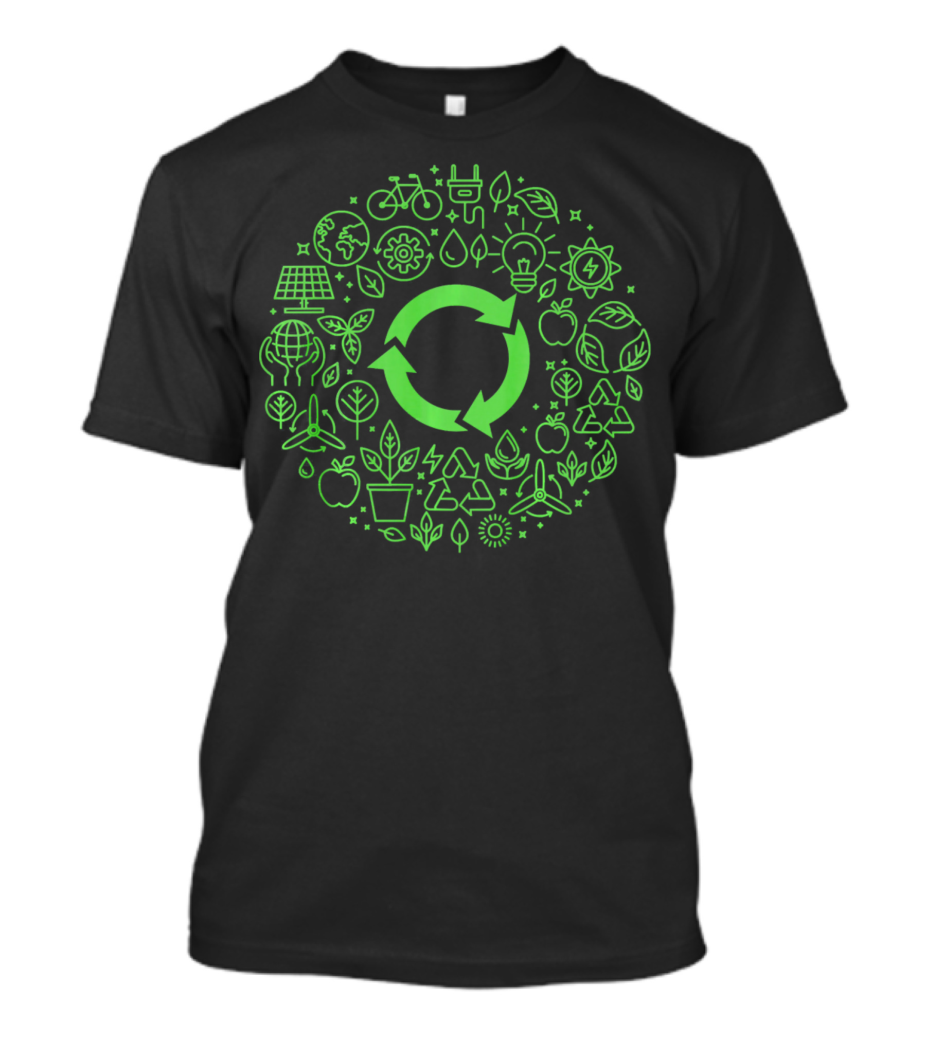 Earth Day Recycle Save Our Planet Eco-Friendly Symbol Icons T-Shirt