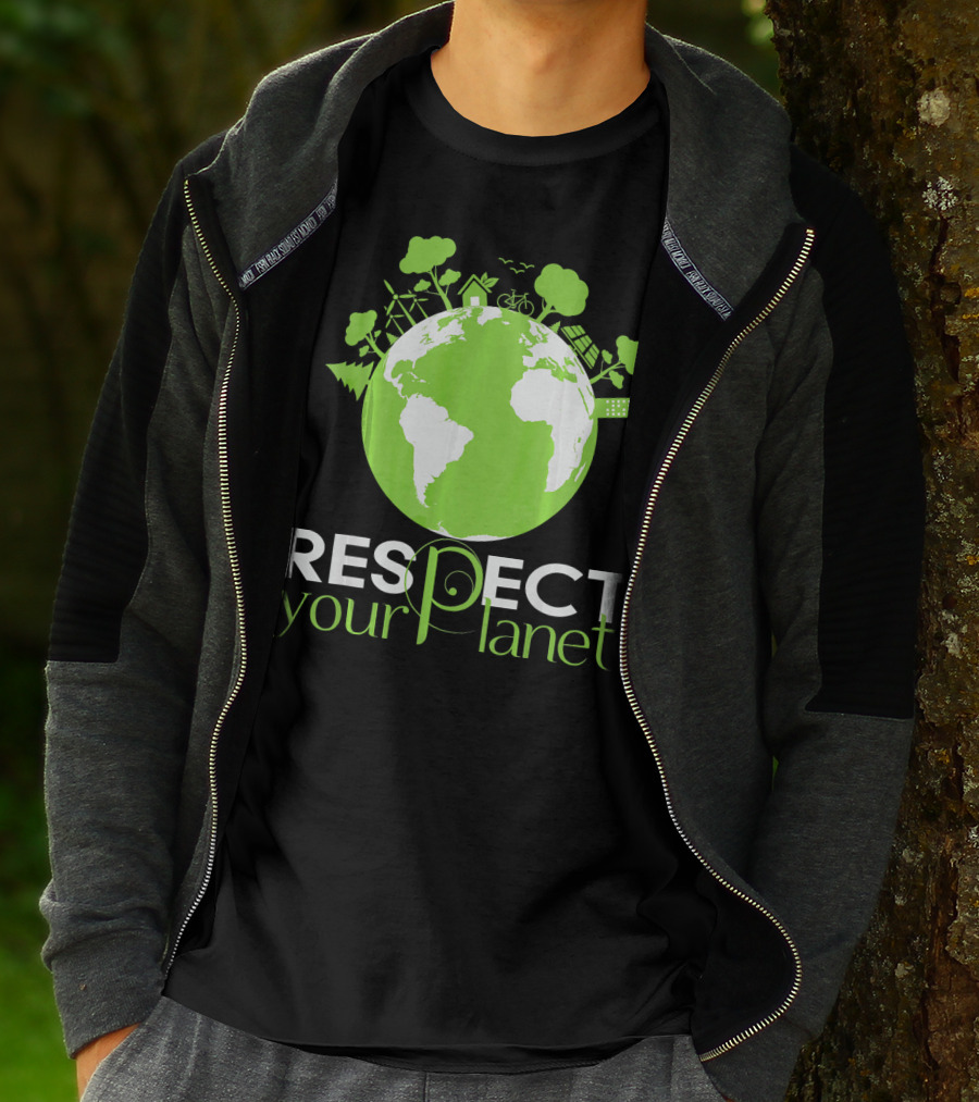 Respect Your Planet Earth Day Green Eco Symbols T-Shirt