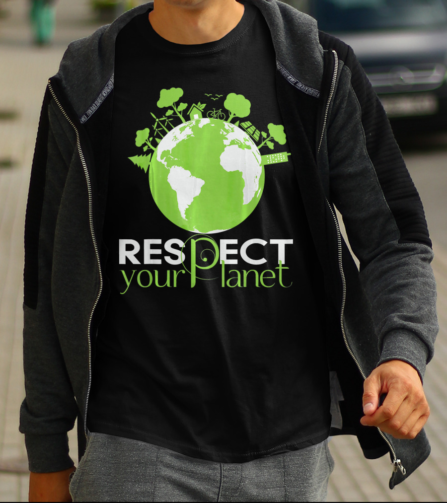 Respect Your Planet Earth Day Green Eco Symbols T-Shirt