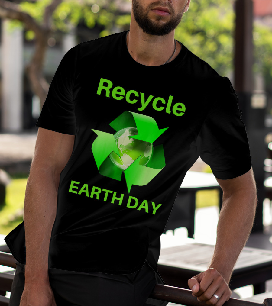Recycle Earth Day Green Arrows Globe T-Shirt