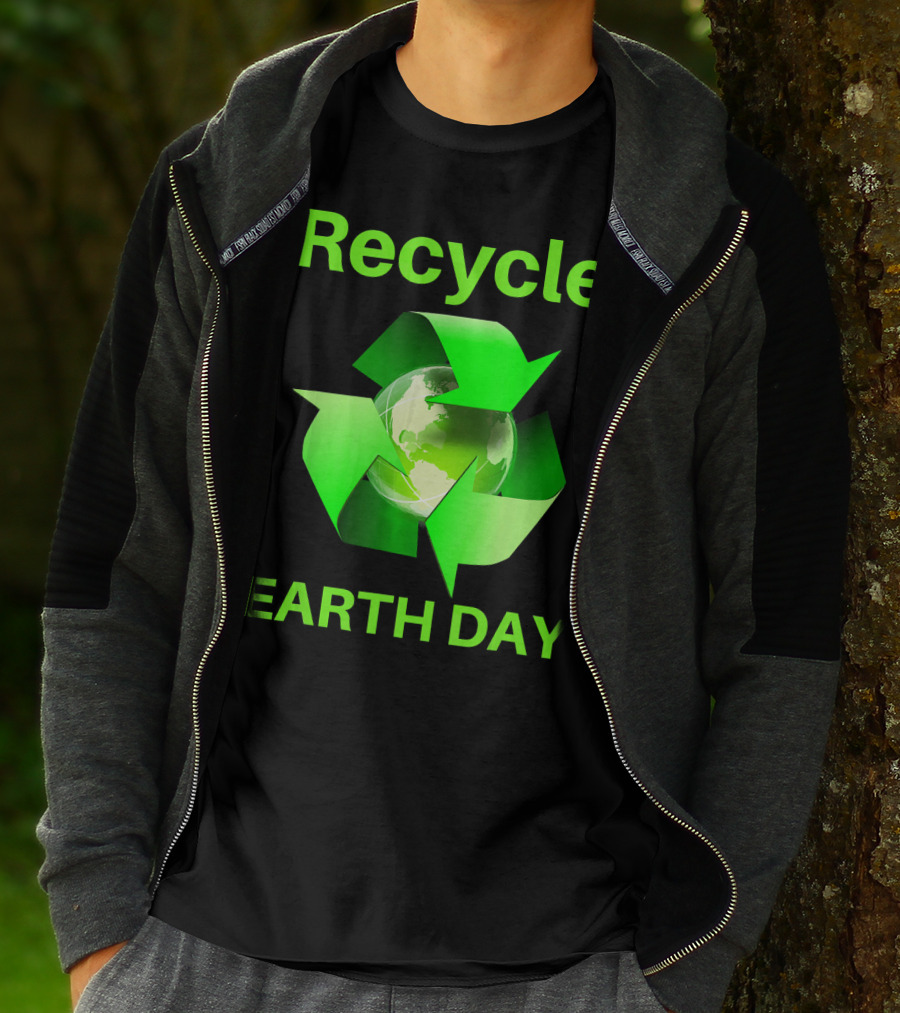 Recycle Earth Day Green Arrows Globe T-Shirt
