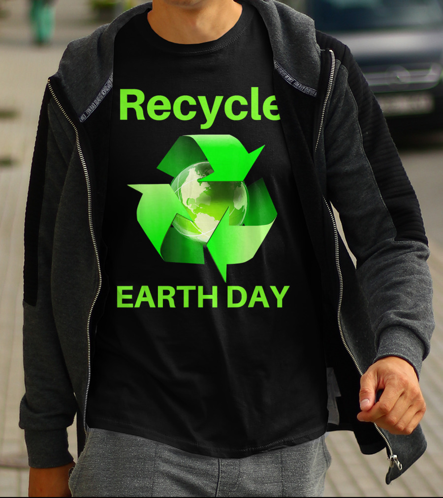Recycle Earth Day Green Arrows Globe T-Shirt