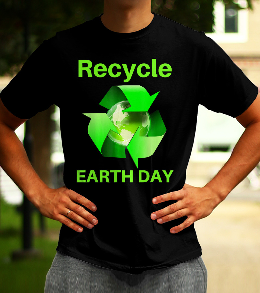 Recycle Earth Day Green Arrows Globe T-Shirt