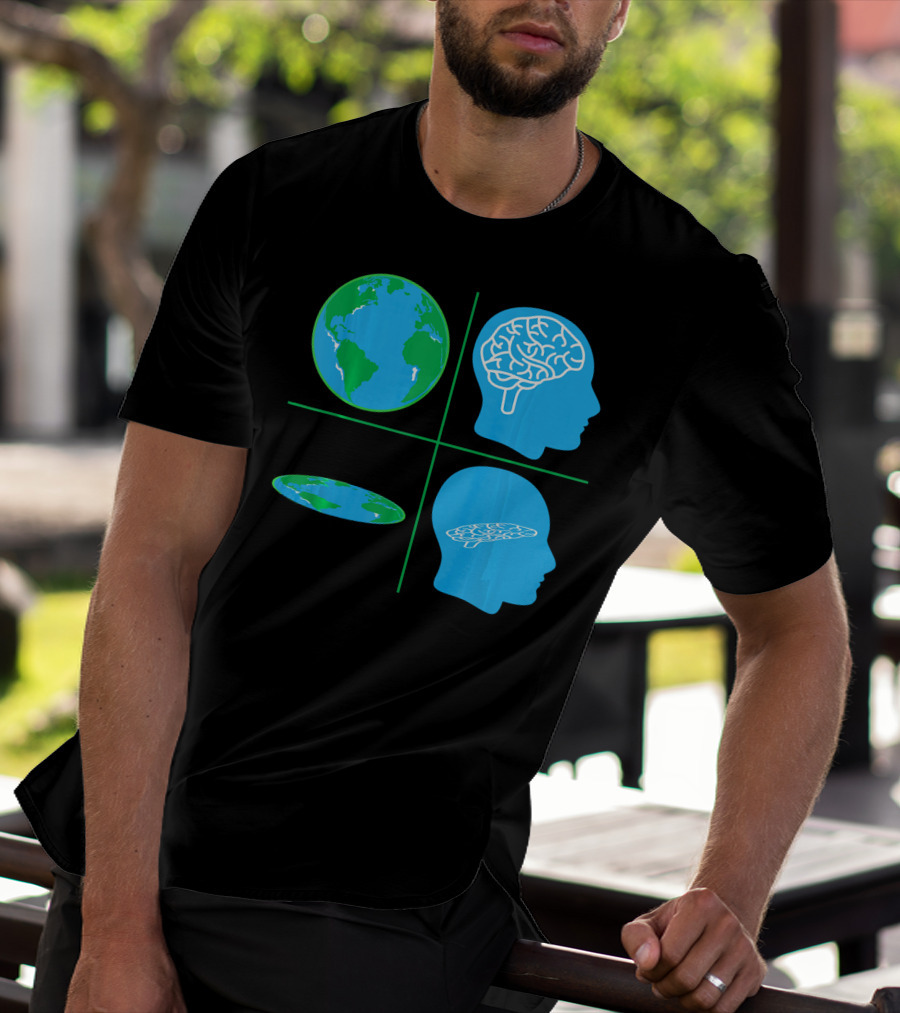 Flat Earth Society Flat Brain Memes Globes And Brain Flatheads T-Shirt