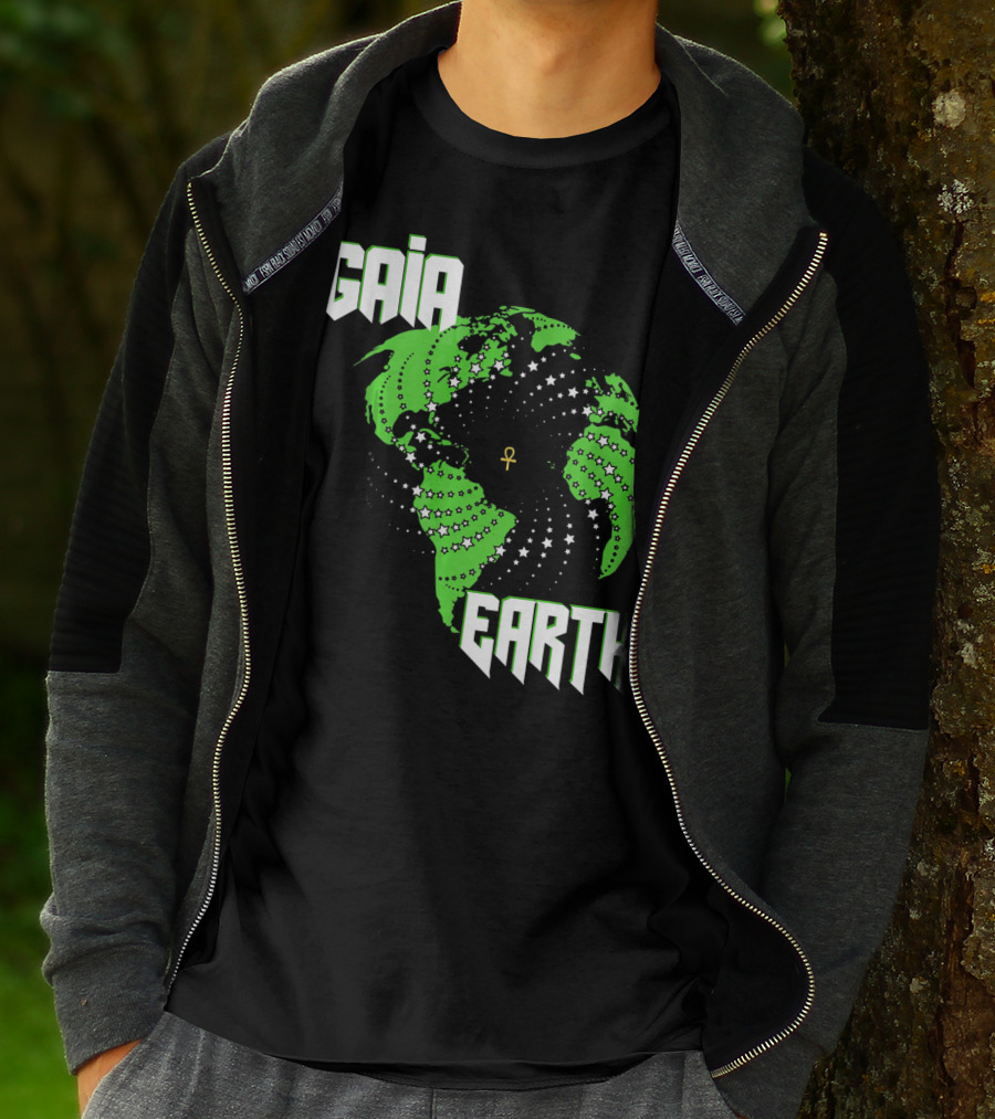 Gaia Earth Ankh Starry Globe T-Shirt