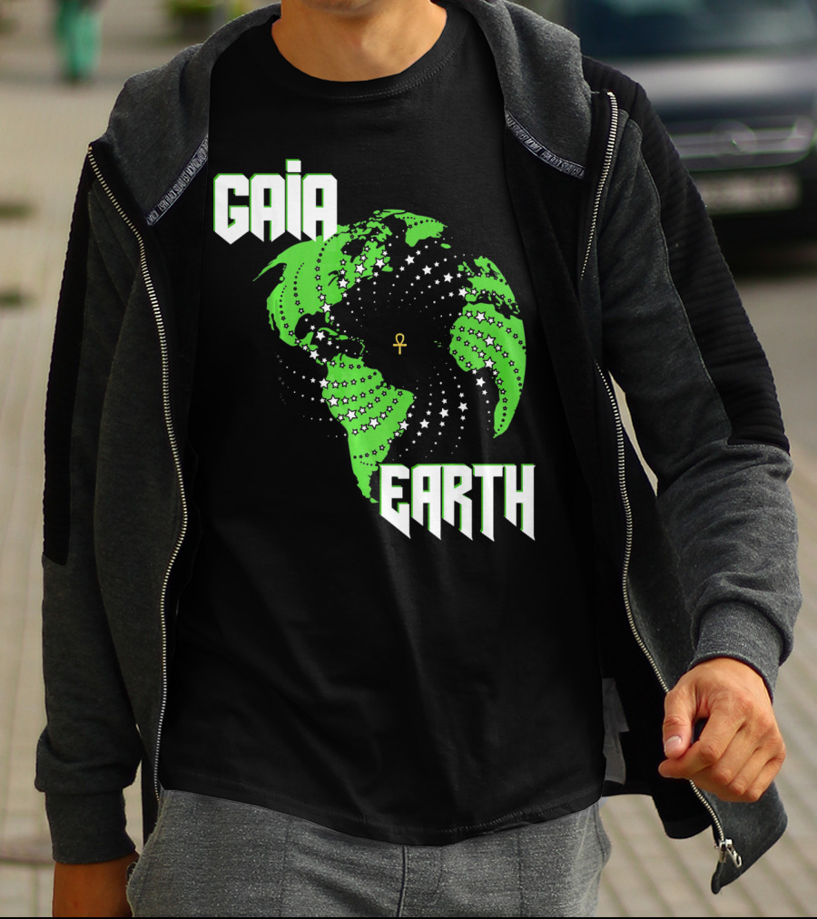 Gaia Earth Ankh Starry Globe T-Shirt