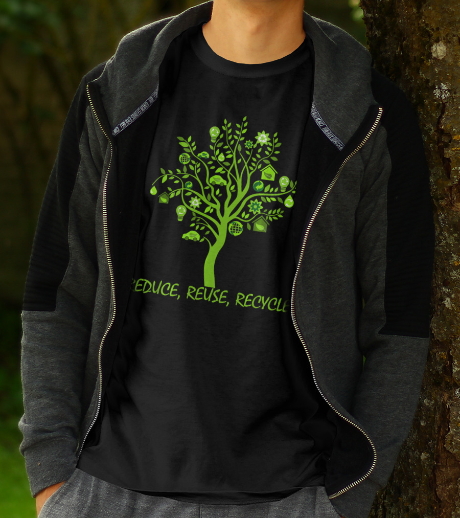 Reduce Reuse Recycle Earth Day Tree With Eco Icons T-Shirt