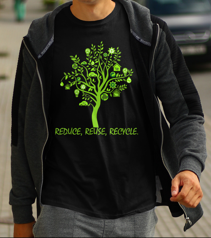 Reduce Reuse Recycle Earth Day Tree With Eco Icons T-Shirt