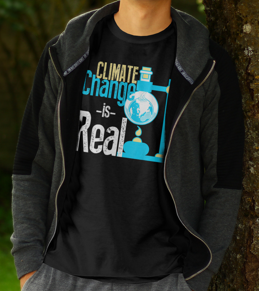 Climate Change Is Real Earth On Fire Scientific T-Shirt