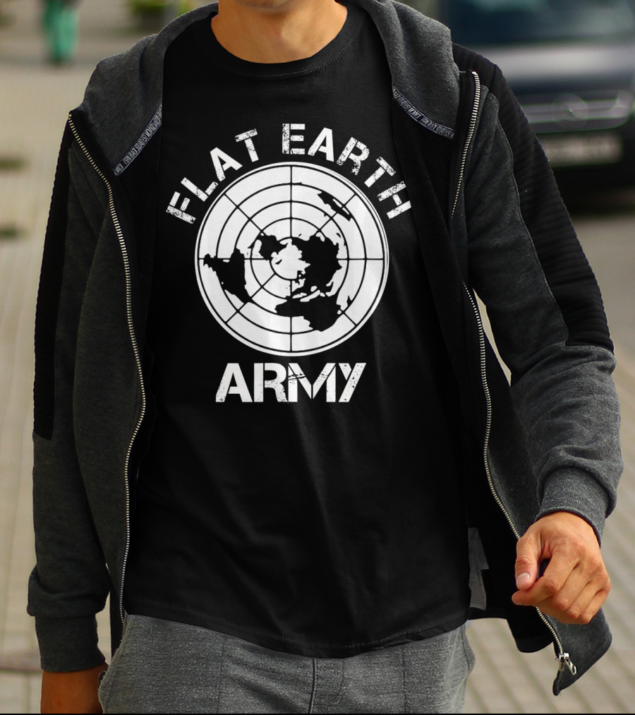 Flat Earth Army Map Emblem T-Shirt