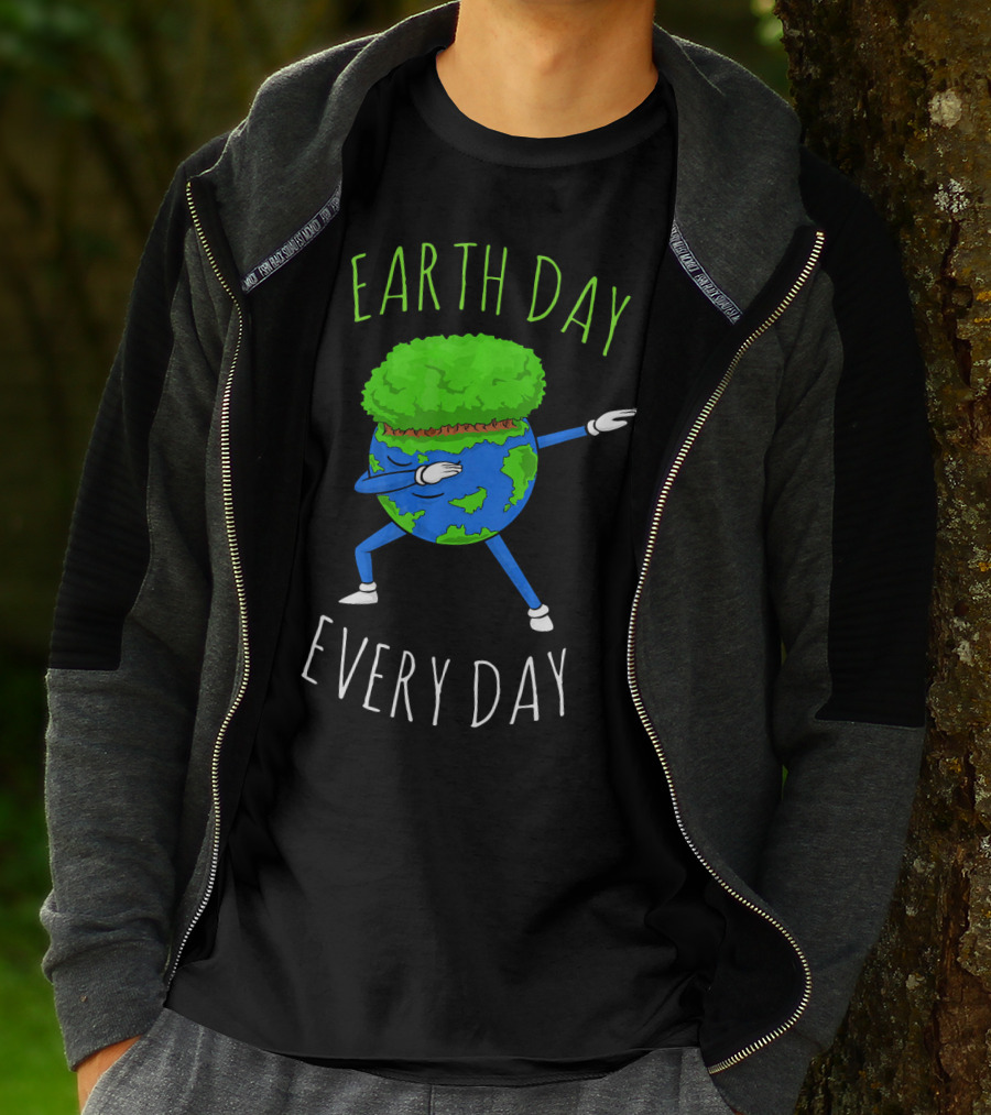 Earth Day Every Day Dancing Globe With Green Hair T-Shirt