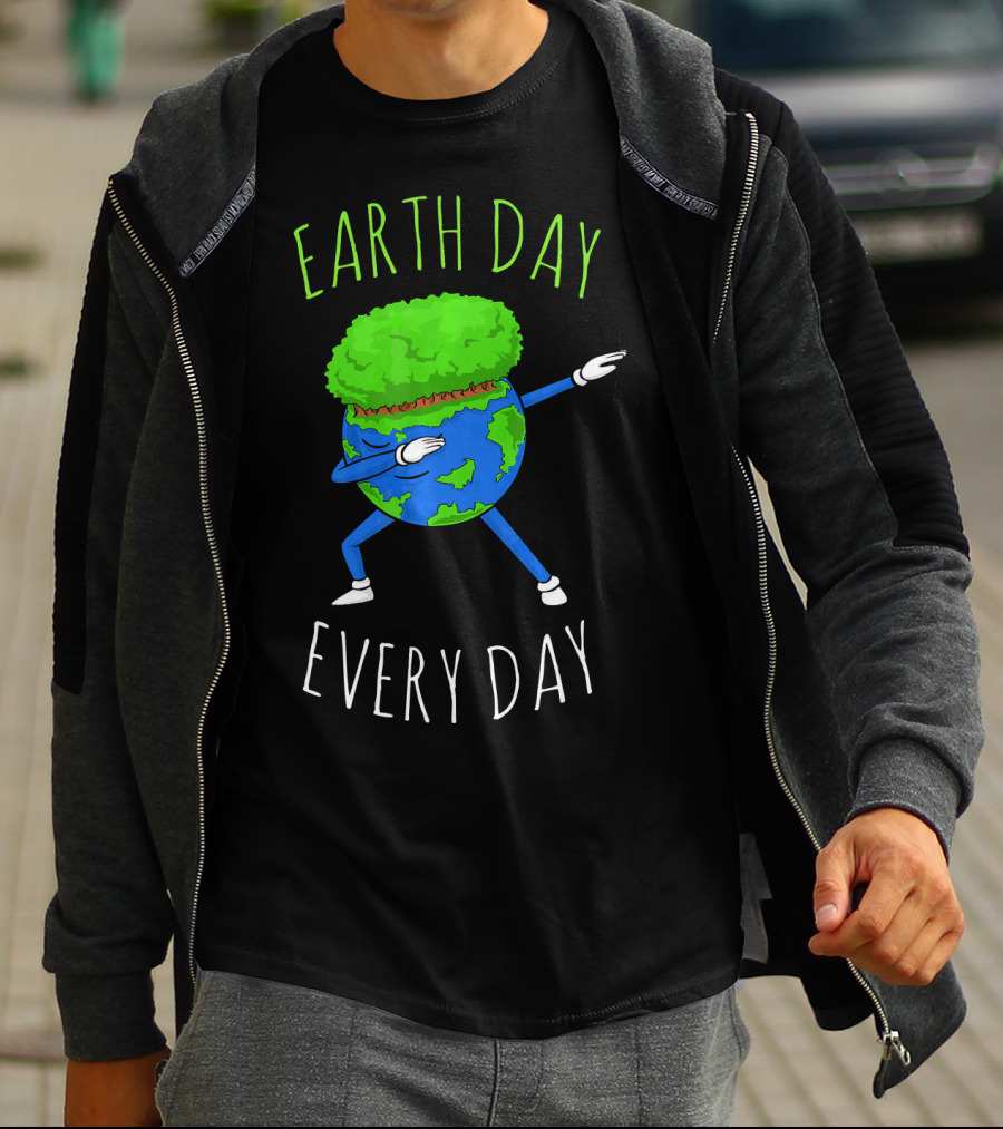 Earth Day Every Day Dancing Globe With Green Hair T-Shirt