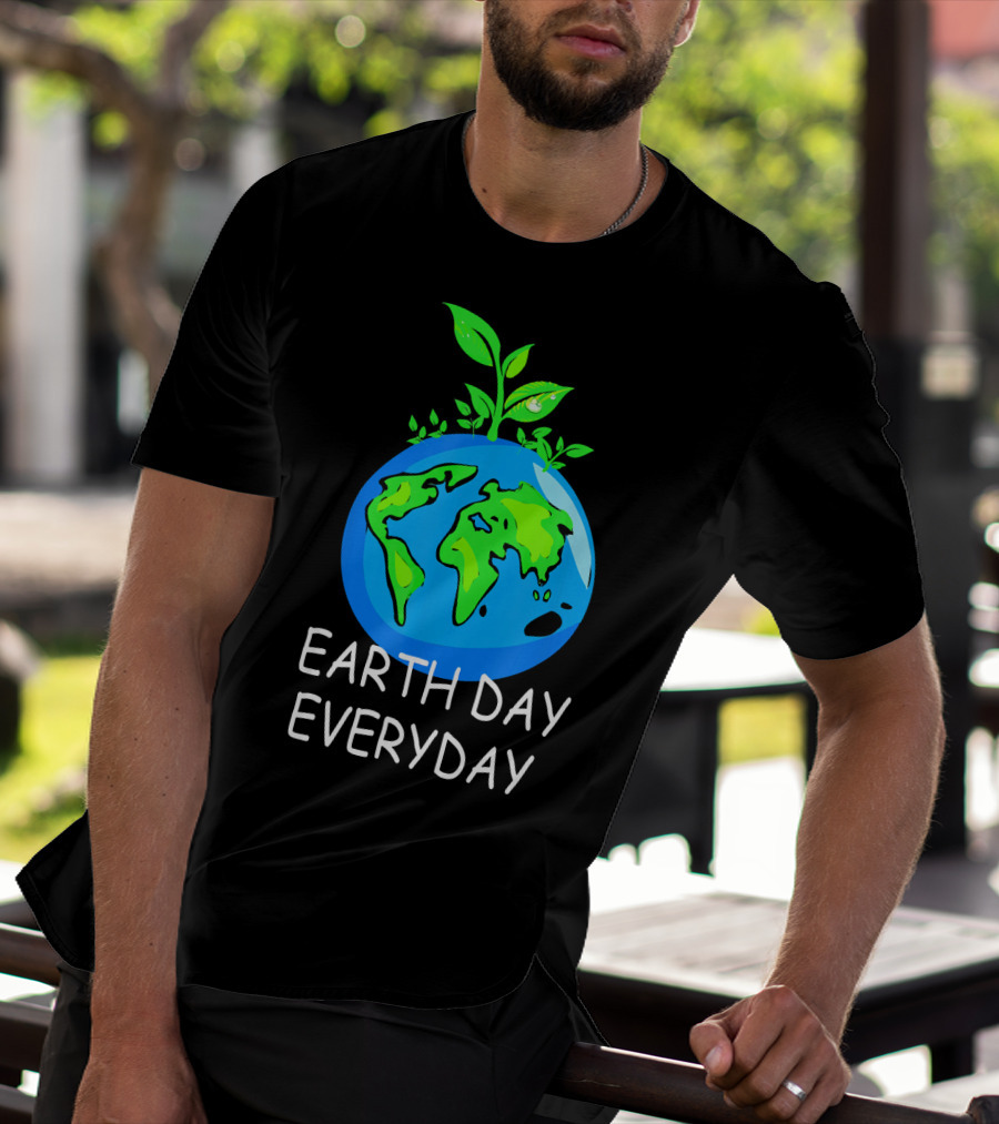 Earth Day Everyday Environmental Awareness Earth With Leaves T-Shirt